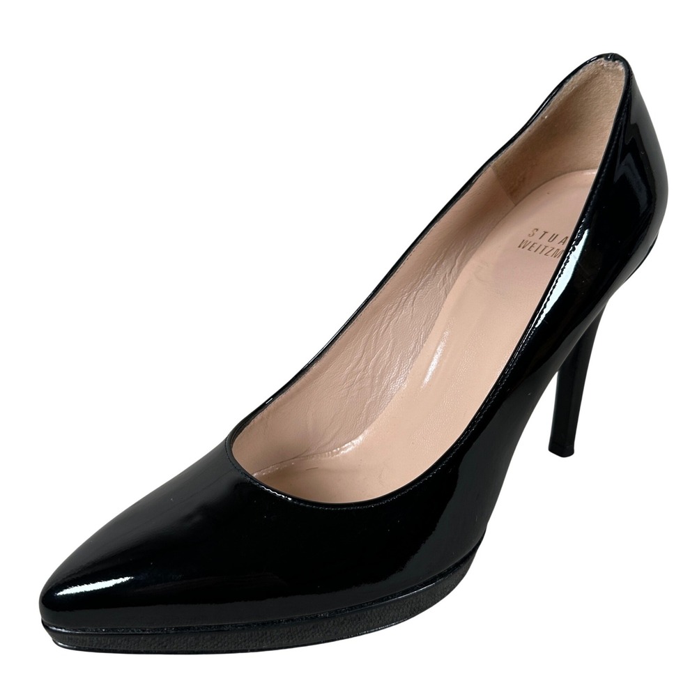 Stuart Weitzman Black Patent Leather Pointed Toe Pumps U281043 High Heel‎ Size 8